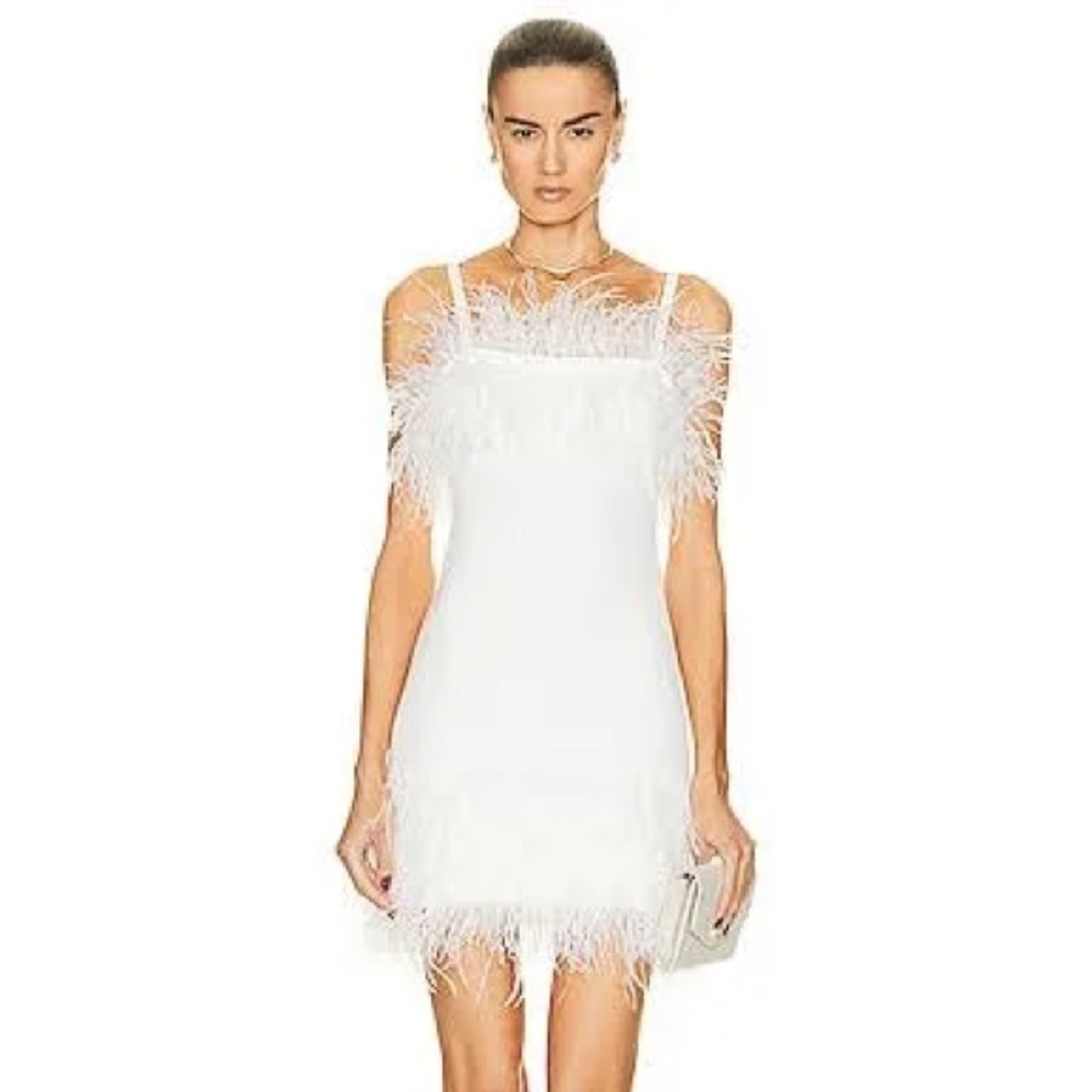 Staud Etta Feather Trimmed Mini Dress S